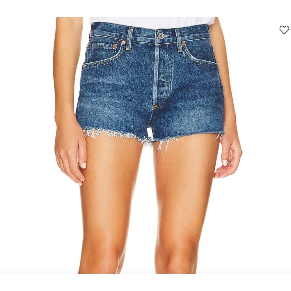 Agolde Parker Short in Caution Medium Wash Size 23 Cutoff 2" Inseam